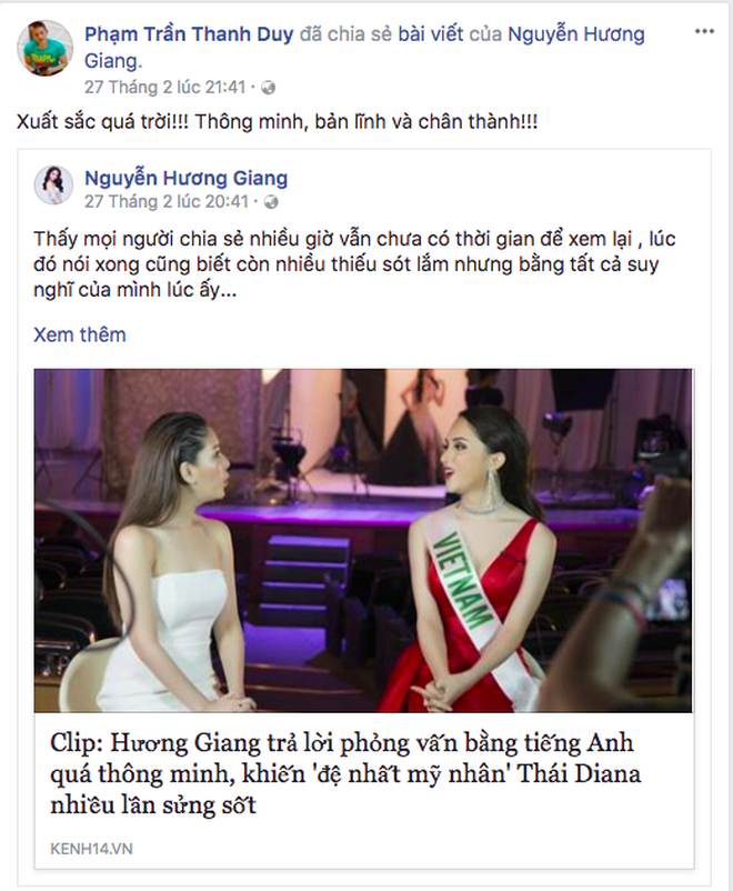 Ngọc Trinh khen hết lời, Thanh Duy sang Thái cổ vũ Hương Giang Idol Ngọc Trinh khen hết lời, Thanh Duy sang Thái cổ vũ Hương Giang Idol